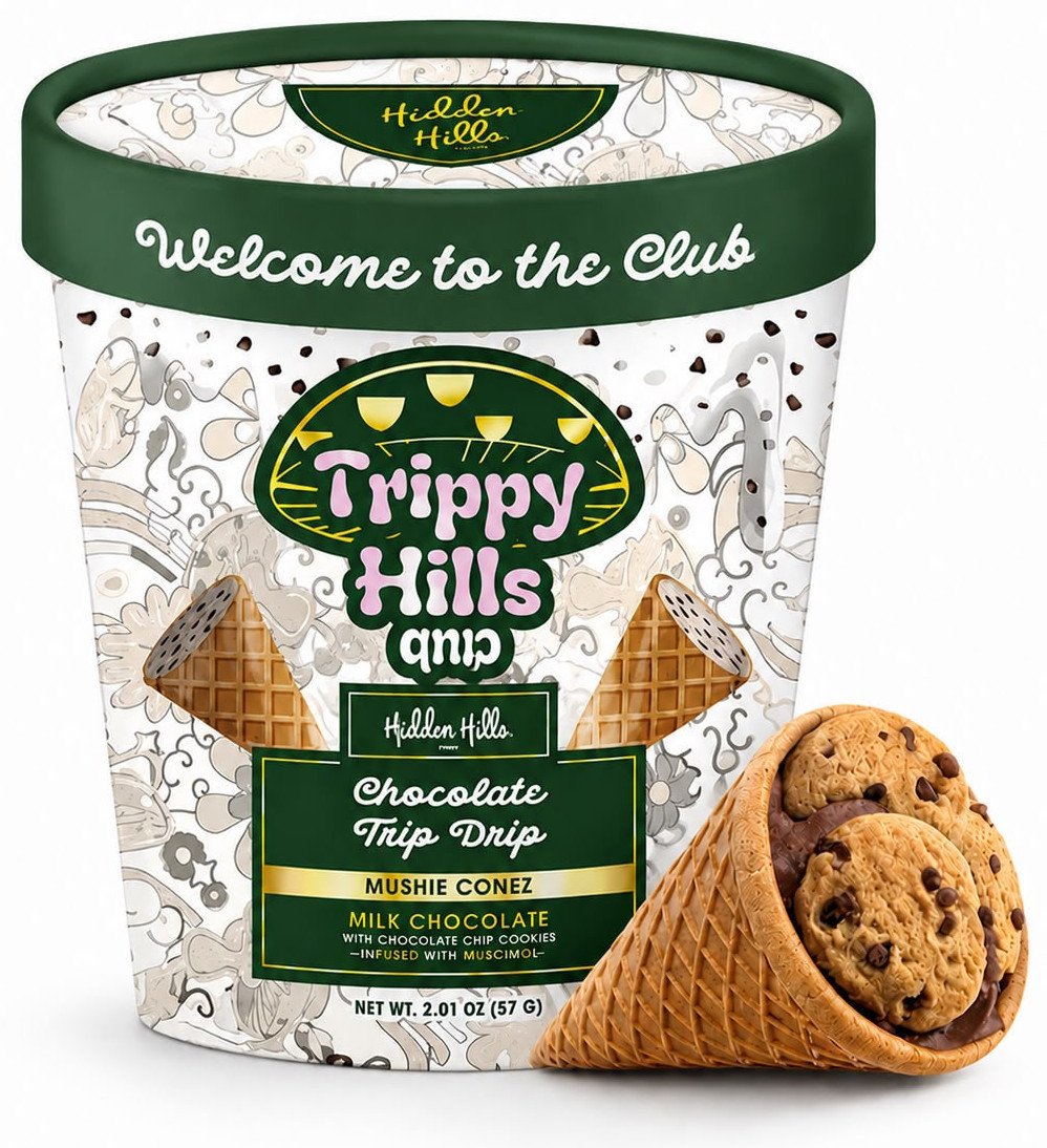 Hidden Hills – Conos rellenos de chocolate con hongo